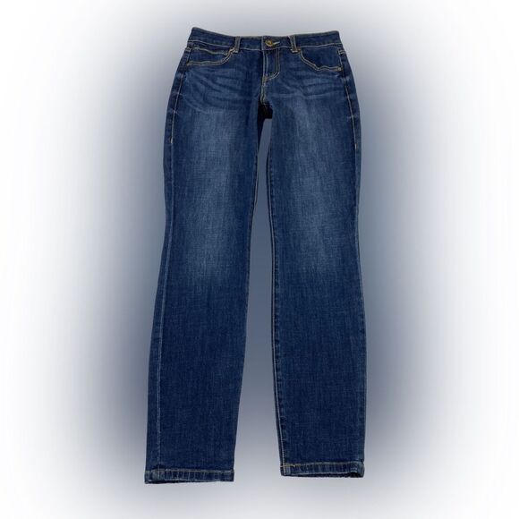 CAbi Jeans Women’s 8 Blue Distressed Denim Curvy Skinny Fit Casual Chic - Picture 1 of 12